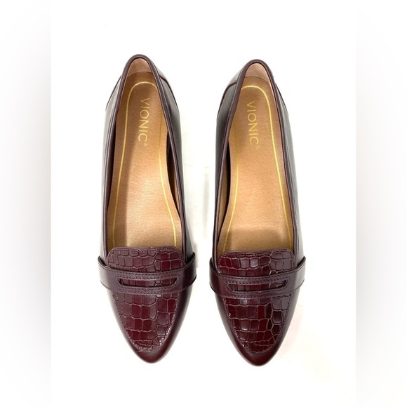 Vionic Gem Savannah point toe leather flats wine - Picture 5 of 12